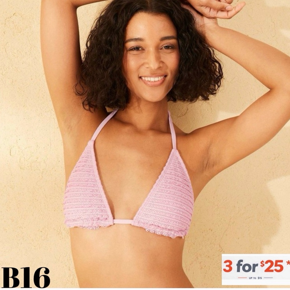 Wild Fable Light Pink Crochet Bikini Top